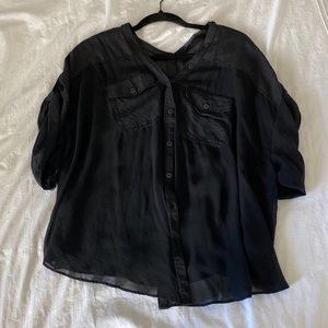 Like new All Saints Sheer Black top with button back and front - size 8